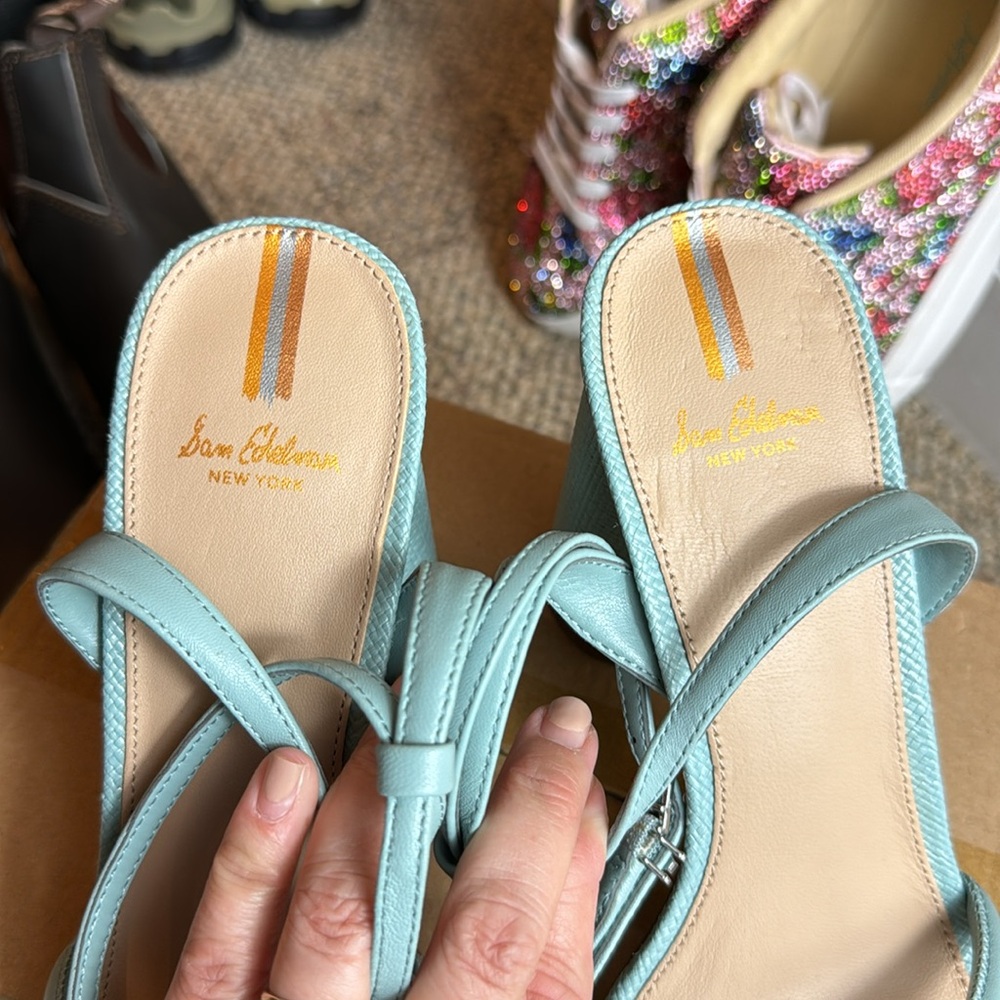 NWTIB • Sam Edelman • Womens Kia Block Heel Sandal • Tide Blue • Size 9 😍 - Picture 15 of 17